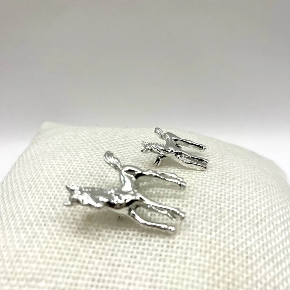 2 Silver Tone Horse Brooches Equestrian Foal Pony Ponies Scatter Pins Rodeo
